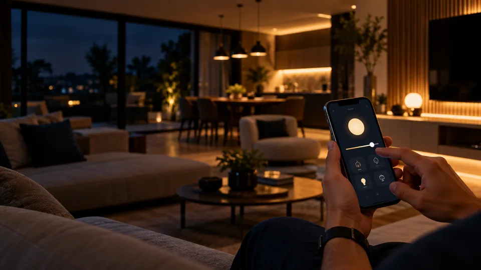 Controle de iluminação pelo celular em ambiente residencial